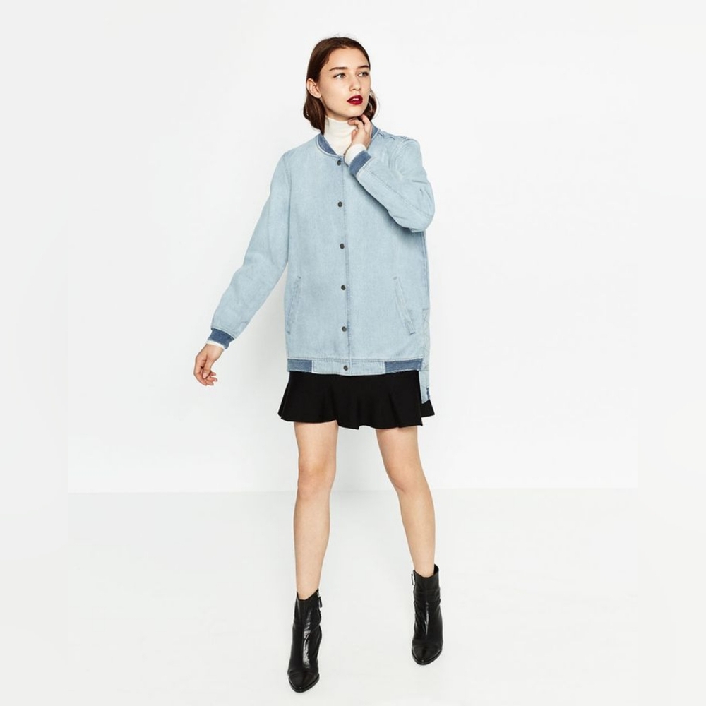 ZARA Oversized Denim Bomber Jacket